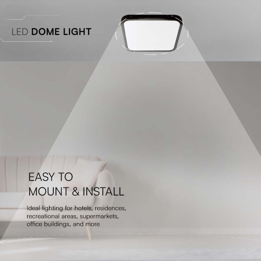 LED-Deckenleuchte für Badezimmer LED/18W/230V 4000K IP44 25x25 cm schwarz