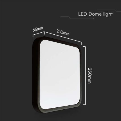 LED-Deckenleuchte für Badezimmer LED/18W/230V 4000K IP44 25x25 cm schwarz