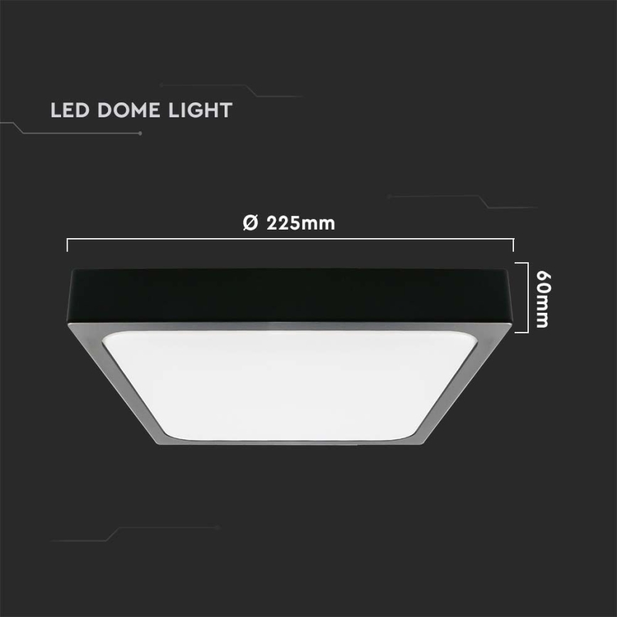 LED-Deckenleuchte für Badezimmer LED/18W/230V 6500K IP44 22,5x22,5 cm schwarz