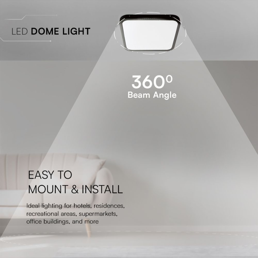 LED-Deckenleuchte für Badezimmer SAMSUNG CHIP LED/18W/230V IP44 3000K 25x25 cm schwarz