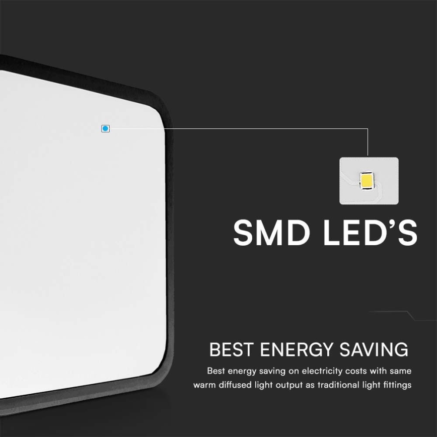 LED-Deckenleuchte für Badezimmer SAMSUNG CHIP LED/18W/230V IP44 3000K 25x25 cm schwarz