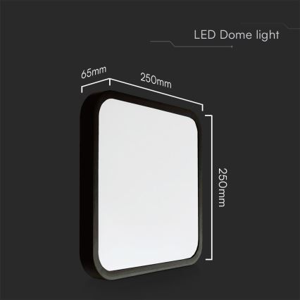 LED-Deckenleuchte für Badezimmer SAMSUNG CHIP LED/18W/230V IP44 3000K 25x25 cm schwarz