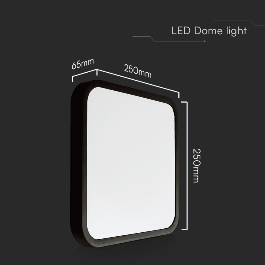 LED-Deckenleuchte für Badezimmer SAMSUNG CHIP LED/18W/230V IP44 3000K 25x25 cm schwarz