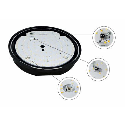 Dimmbare LED-Deckenleuchte für den Außenbereich STROPY LED/12/15/18/22W/230V 3000/4000/6000K IP65 schwarz