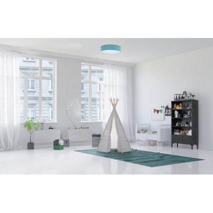 LED Kinder-Deckenleuchte GALAXY KIDS LED/24W/230V Sternenmuster türkis/weiß