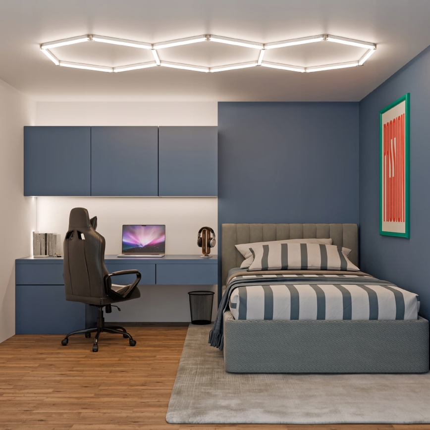 LED-Deckenleuchte HEXAGON LED/128W/85-265V 4000K 248x97 cm CRI 90 IP54 weiß