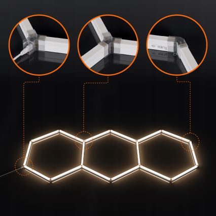 LED-Deckenleuchte HEXAGON LED/128W/85-265V 4000K 248x97 cm CRI 90 IP54 weiß