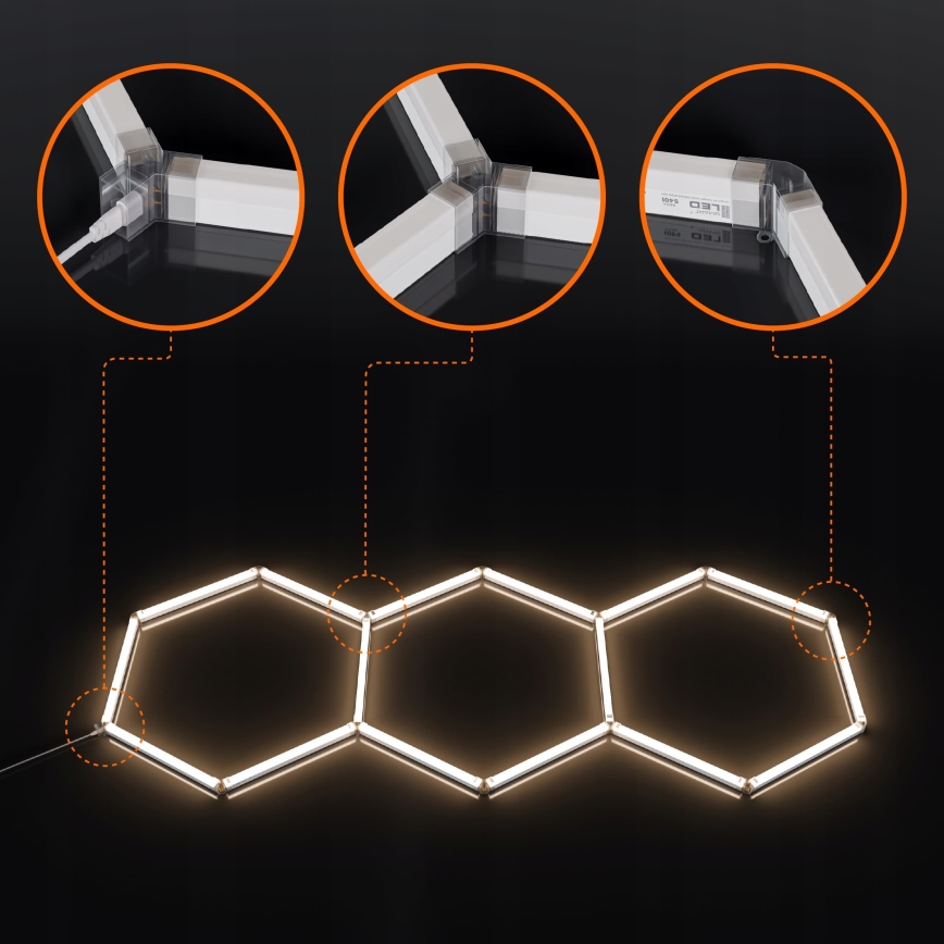 LED-Deckenleuchte HEXAGON LED/128W/85-265V 4000K 248x97 cm CRI 90 IP54 weiß