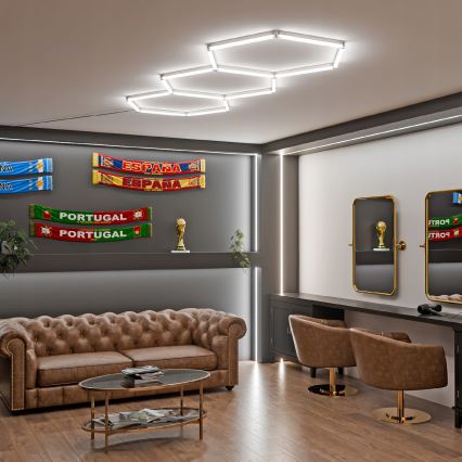 LED-Deckenleuchte HEXAGON LED/128W/85-265V 6000K 248x97 cm CRI 90 IP54 weiß