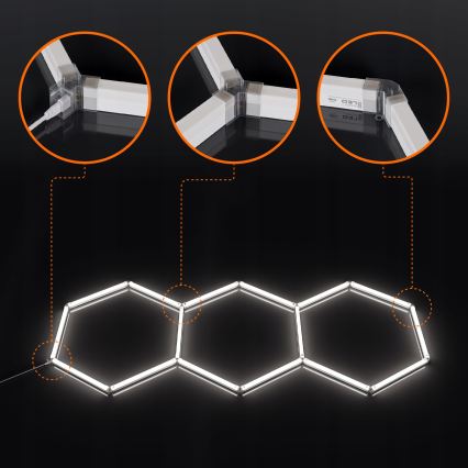 LED-Deckenleuchte HEXAGON LED/128W/85-265V 6000K 248x97 cm CRI 90 IP54 weiß
