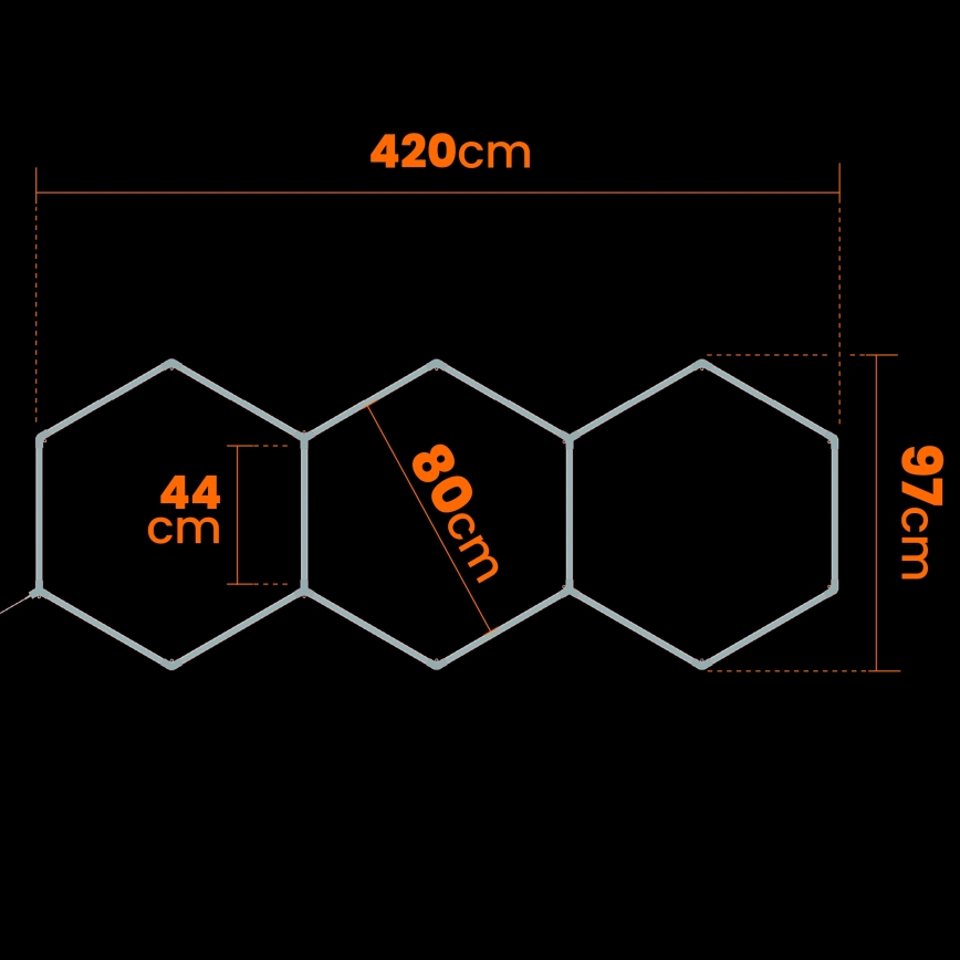 LED-Deckenleuchte HEXAGON LED/128W/85-265V 6000K 248x97 cm CRI 90 IP54 weiß
