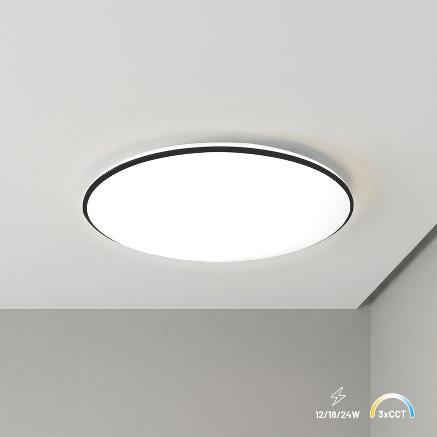 LED-Deckenleuchte HUGO LED/12/18/24W/230V 3000/4000/6500K Ø 30 cm IP54 schwarz