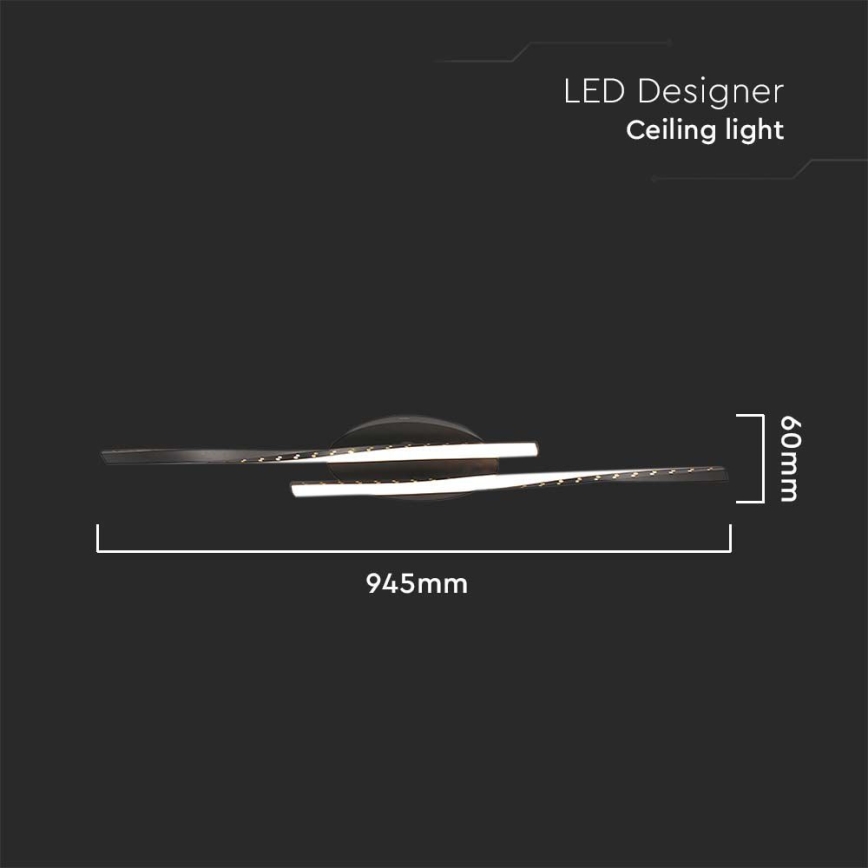 LED-Deckenleuchte LED/12W/230V 3000K 94,5 cm schwarz