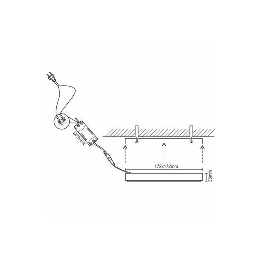 LED-Deckenleuchte LED/12W/230V 4000K 17,2x17,2 cm