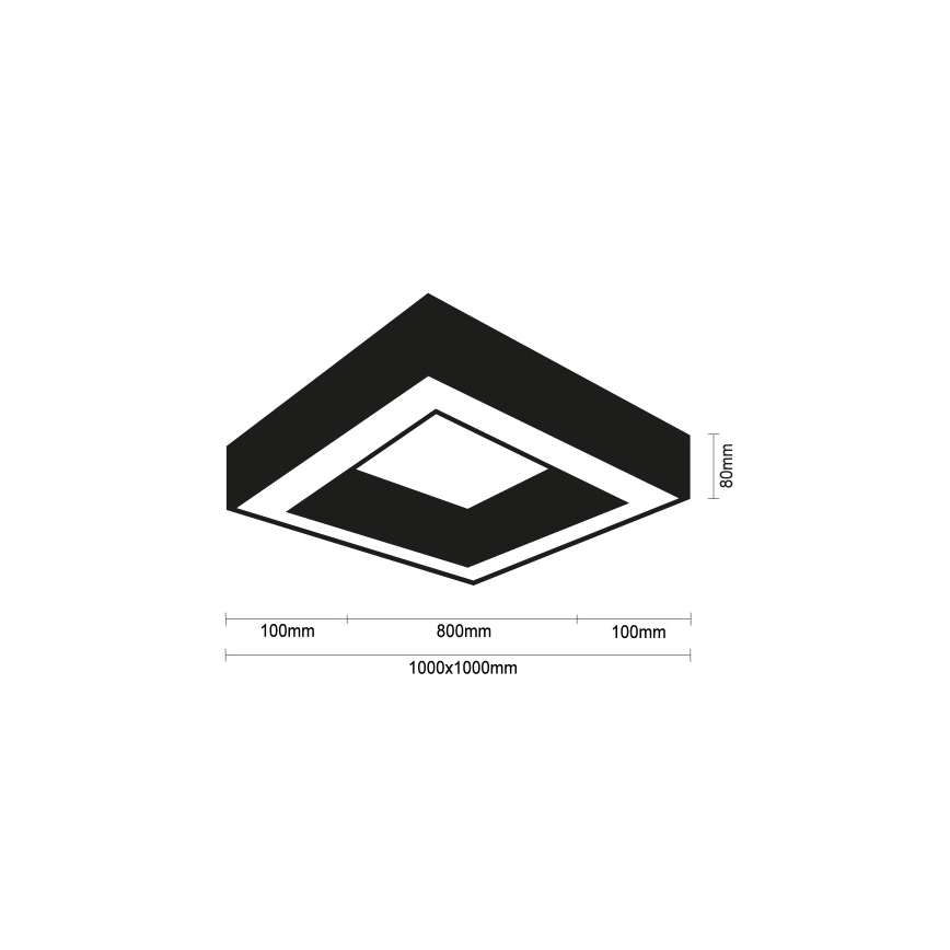 LED-Deckenleuchte LED/130W/230V 3000/4000/6500K 100x100 cm schwarz