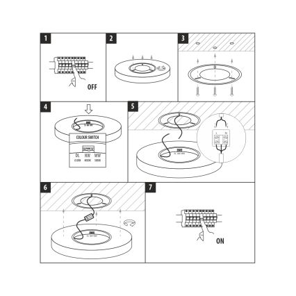 LED-Deckenleuchte LED/18W/230V 3000/4000/6500K Ø 23 cm schwarz
