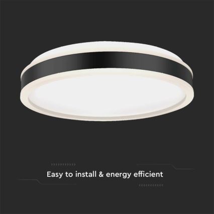 LED-Deckenleuchte LED/18W/230V 4000K d 35 cm schwarz
