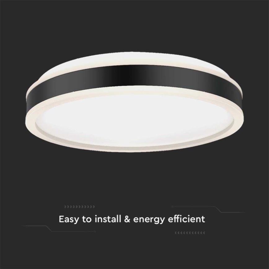 LED-Deckenleuchte LED/18W/230V 4000K d 35 cm schwarz