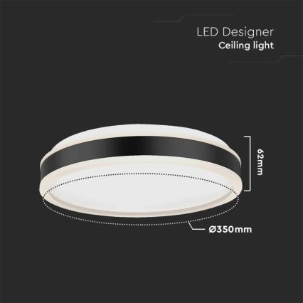 LED-Deckenleuchte LED/18W/230V 4000K d 35 cm schwarz