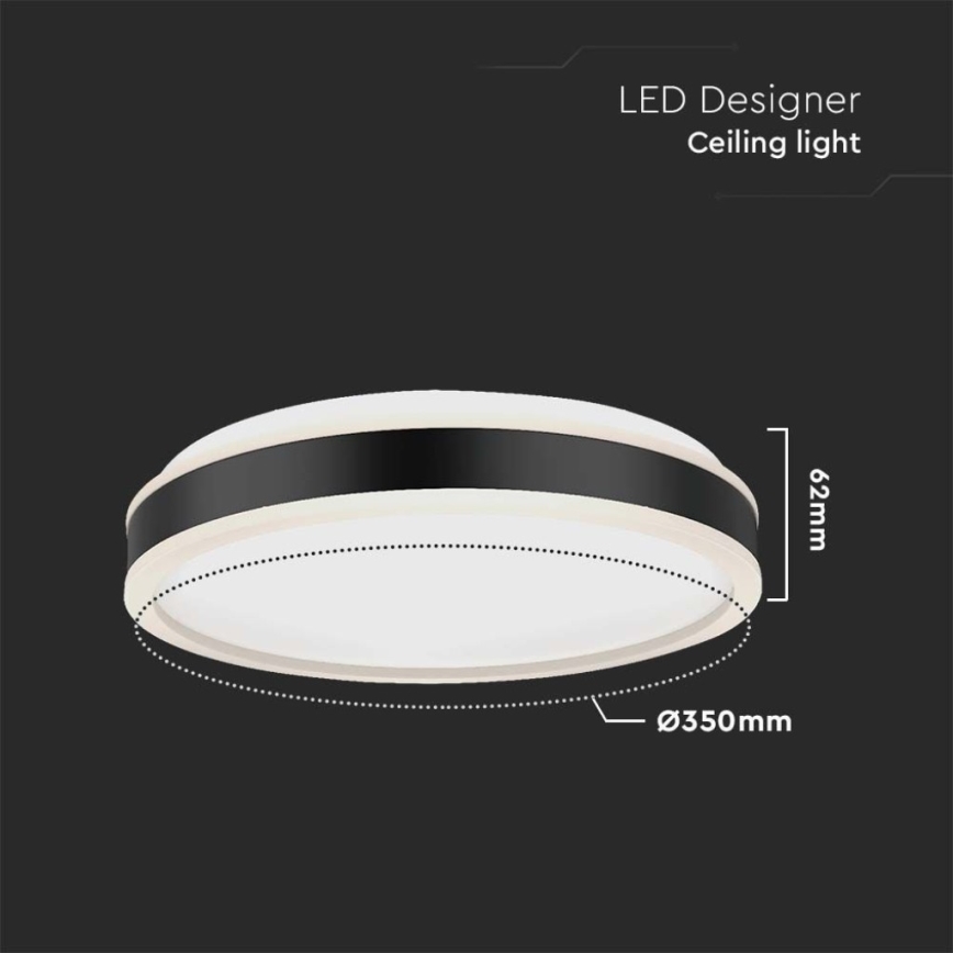 LED-Deckenleuchte LED/18W/230V 4000K d 35 cm schwarz