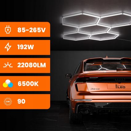 LED Deckenleuchte HEXAGON LED/240W/85-265V 6500K 298x209 cm CRI 90 IP44 weiß