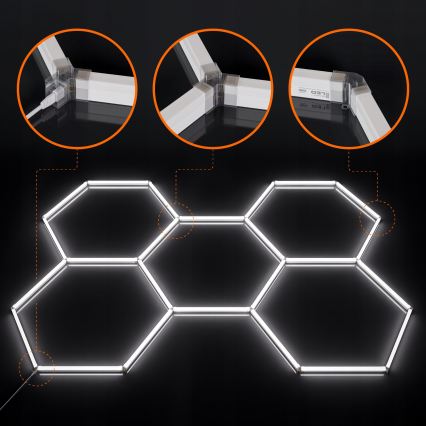 LED Deckenleuchte HEXAGON LED/240W/85-265V 6500K 298x209 cm CRI 90 IP44 weiß