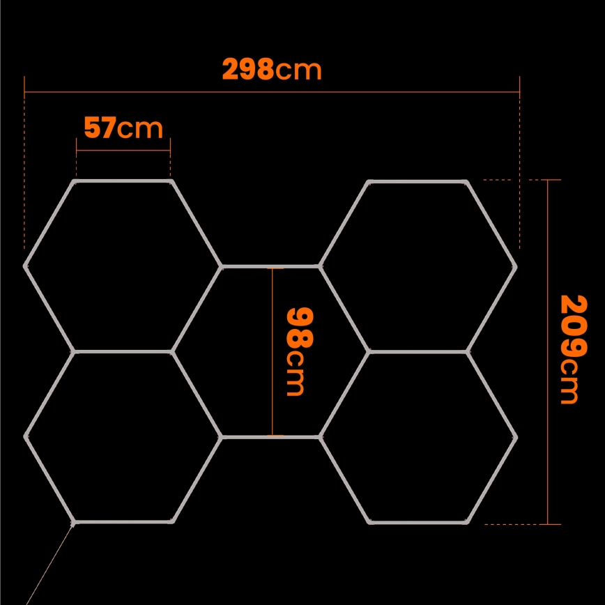 LED Deckenleuchte HEXAGON LED/240W/85-265V 6500K 298x209 cm CRI 90 IP44 weiß