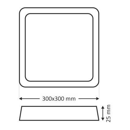 LED-Deckenleuchte LED/24W/230V 3000/4000/6500K 30x30 cm schwarz