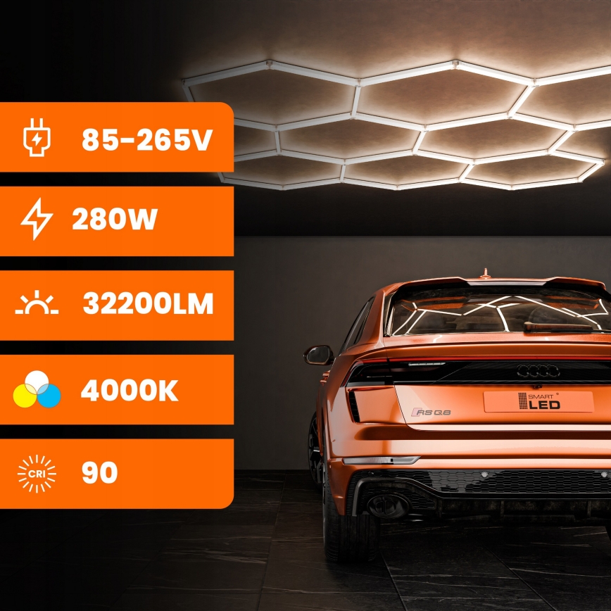 LED-Deckenleuchte HEXAGON LED/350W/85-265V 4000K 313x298 cm CRI 90 IP44 weiß