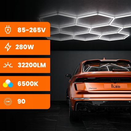 LED Deckenleuchte HEXAGON LED/350W/85-265V 6500K 313x298 cm CRI 90 IP44 weiß