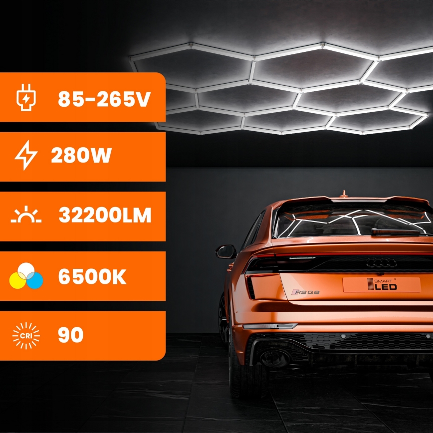 LED Deckenleuchte HEXAGON LED/350W/85-265V 6500K 313x298 cm CRI 90 IP44 weiß