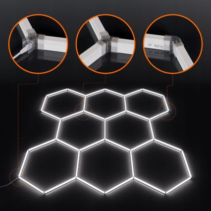 LED Deckenleuchte HEXAGON LED/350W/85-265V 6500K 313x298 cm CRI 90 IP44 weiß