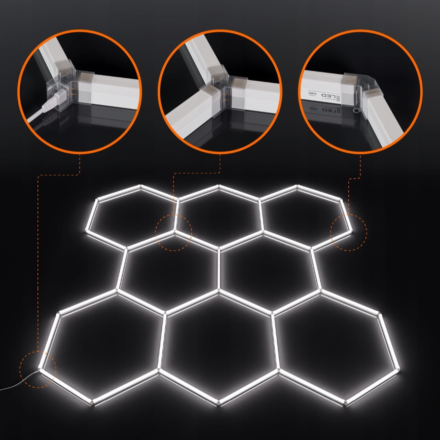 LED Deckenleuchte HEXAGON LED/350W/85-265V 6500K 313x298 cm CRI 90 IP44 weiß