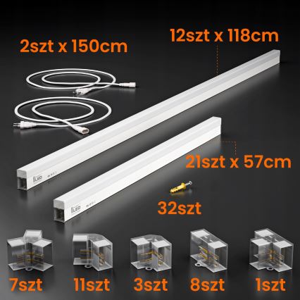 LED-Deckenleuchte HEXAGON LED/384W/85-265V 4000K 484x243 cm CRI 90 IP54 weiß
