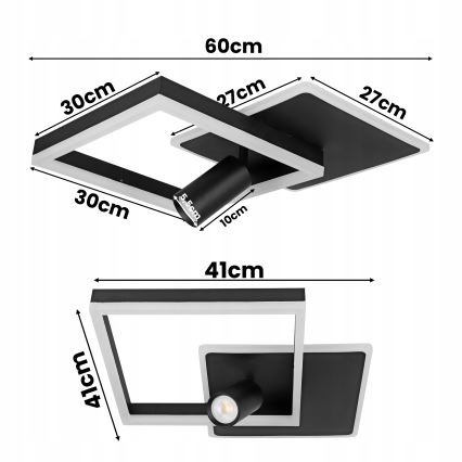 LED-Deckenleuchte LED/38W/230V + 1xGU10/30W schwarz