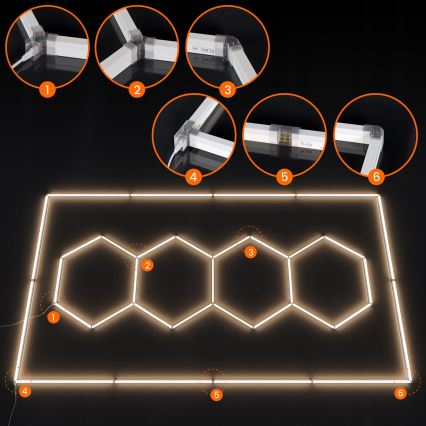 LED-Deckenleuchte HEXAGON LED/426W/85-265V 4000K 484x243 cm CRI 90 IP44 weiß