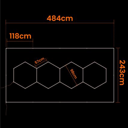 LED-Deckenleuchte HEXAGON LED/426W/85-265V 4000K 484x243 cm CRI 90 IP44 weiß