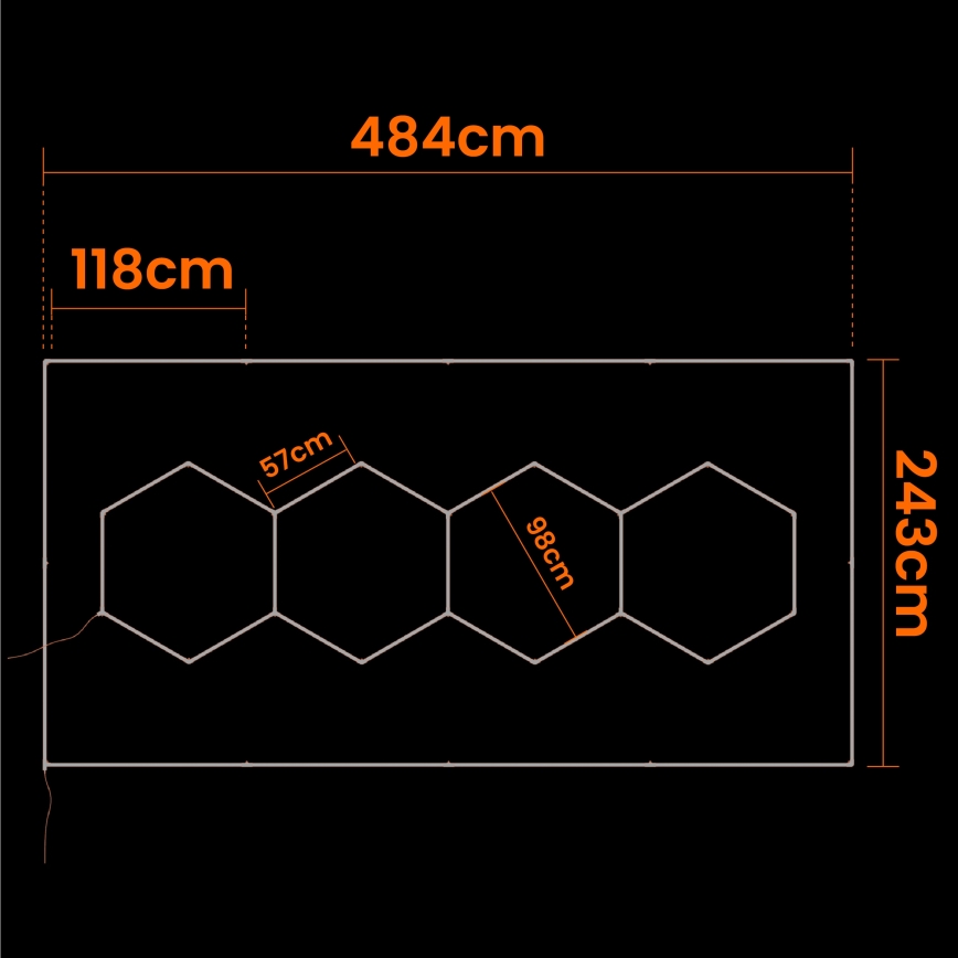 LED-Deckenleuchte HEXAGON LED/426W/85-265V 4000K 484x243 cm CRI 90 IP44 weiß