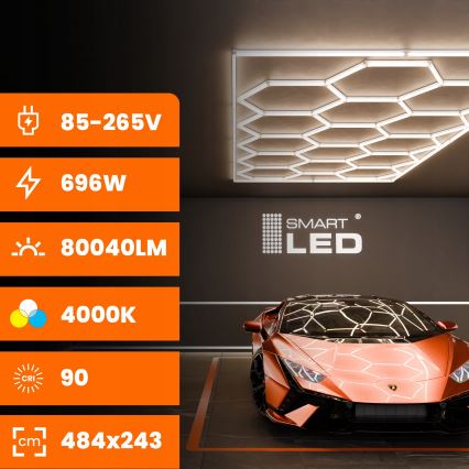 LED-Deckenleuchte HEXAGON LED/696W/85-265V 4000K 484x243 cm CRI 90 IP44 weiß