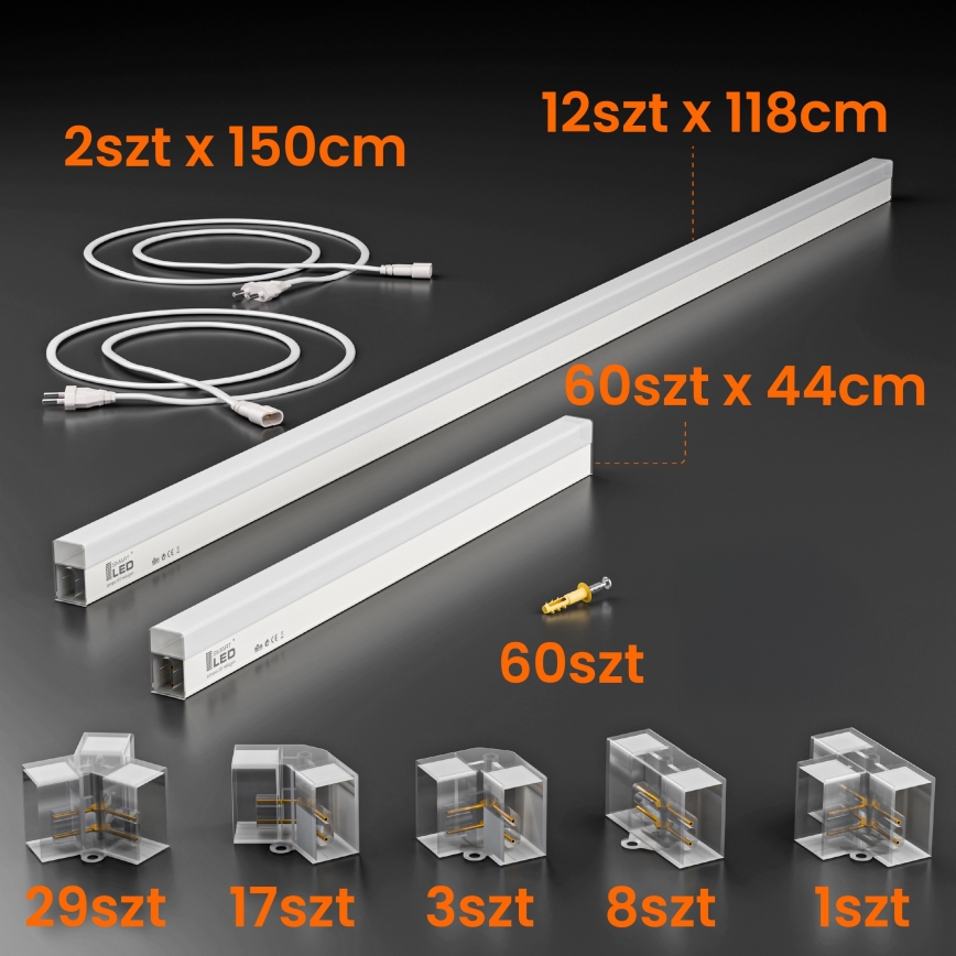 LED-Deckenleuchte HEXAGON LED/696W/85-265V 4000K 484x243 cm CRI 90 IP44 weiß