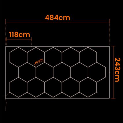 LED Deckenleuchte HEXAGON LED/696W/85-265V 6500K 484x243 cm CRI 90 IP44 weiß