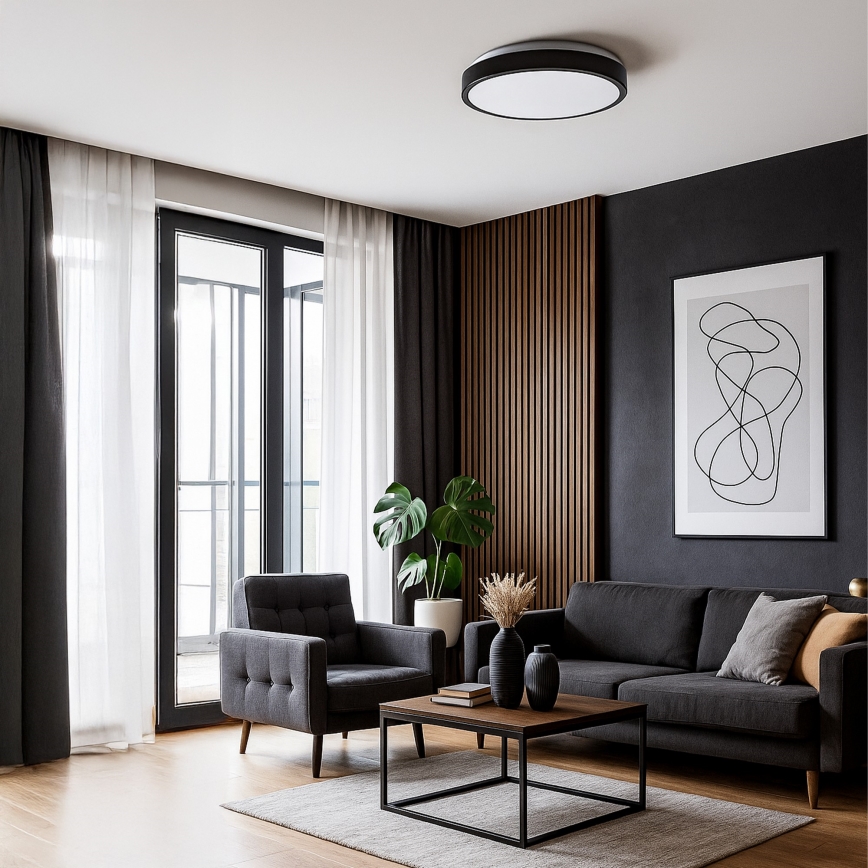 LED-Deckenleuchte LIBRA LED/24W/230V 4000K Ø 39 cm schwarz