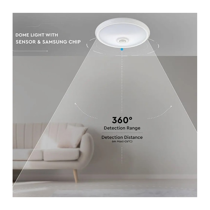 LED-Deckenleuchte mit Sensor SAMSUNG CHIP LED/12W/230V 6400K Ø 29 cm