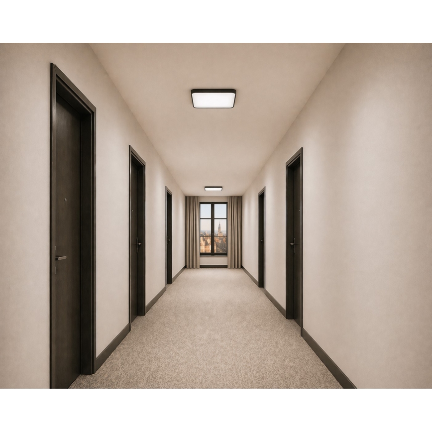 LED-Deckenleuchte mit Bewegungs- und Dämmerungssensor WILTON LED/24W/230V 4000K 33x33 cm schwarz