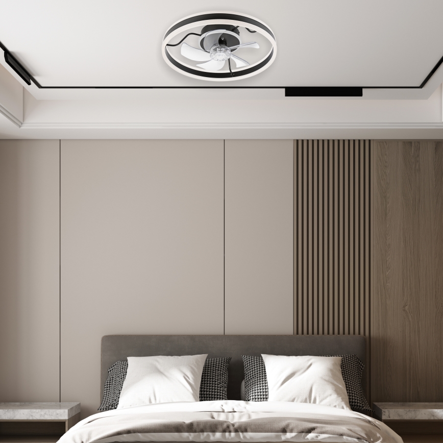 Dimmbare LED-Deckenleuchte mit Ventilator APOLLO LED/38W/230V schwarz + Fernbedienung
