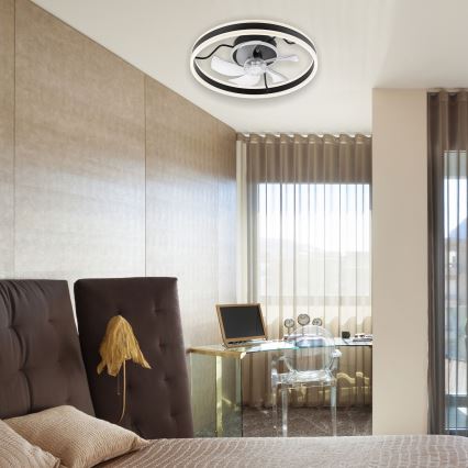 Dimmbare LED-Deckenleuchte mit Ventilator APOLLO LED/38W/230V schwarz + Fernbedienung