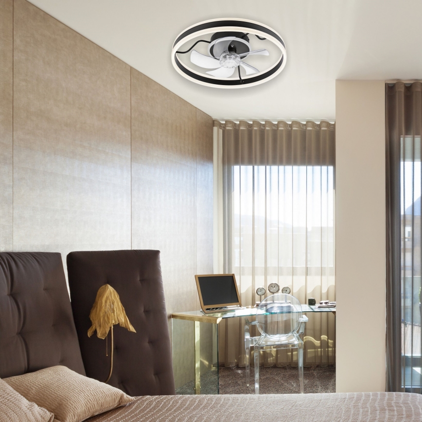 Dimmbare LED-Deckenleuchte mit Ventilator APOLLO LED/38W/230V schwarz + Fernbedienung