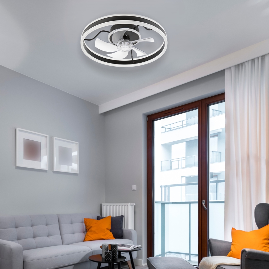 Dimmbare LED-Deckenleuchte mit Ventilator APOLLO LED/38W/230V schwarz + Fernbedienung