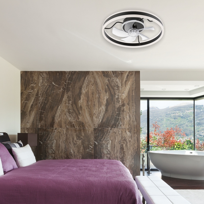 Dimmbare LED-Deckenleuchte mit Ventilator APOLLO LED/38W/230V schwarz + Fernbedienung