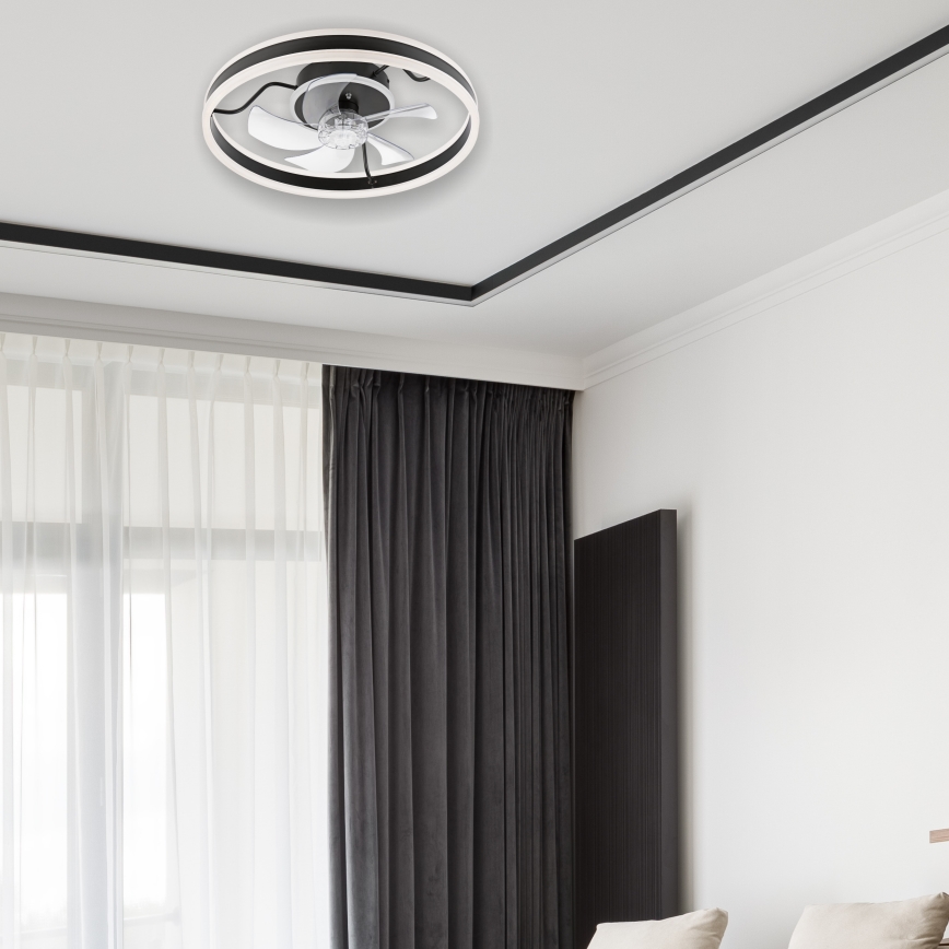 Dimmbare LED-Deckenleuchte mit Ventilator APOLLO LED/38W/230V schwarz + Fernbedienung